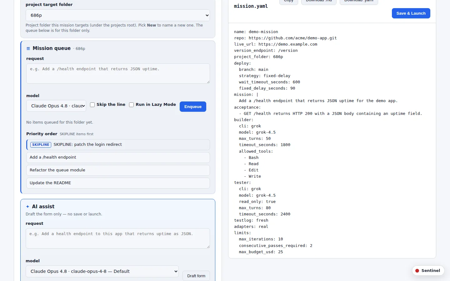 Composer draft queue page showing the proposed step list and the Accept draft button